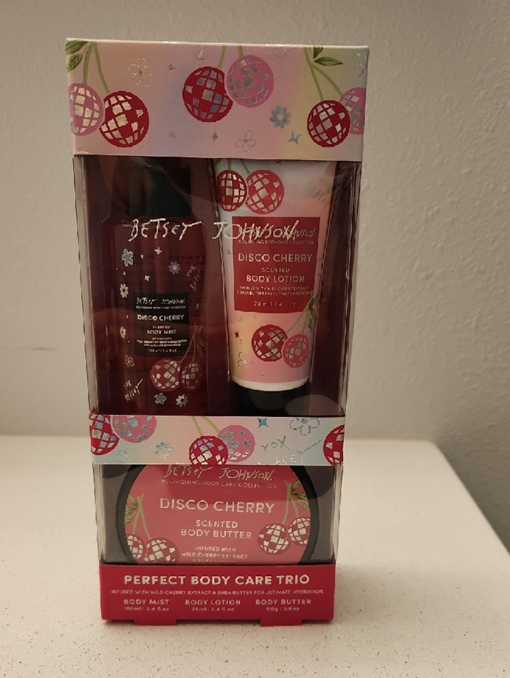 Betsey Johnson Disco Cherry Body Care Trio - Pink, Red - Picture 4 of 4
